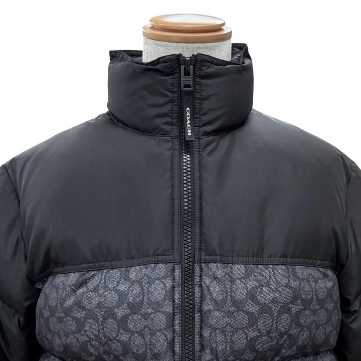 Great COACH Down jacket Signature Zip-up black polyester mens M CU798
