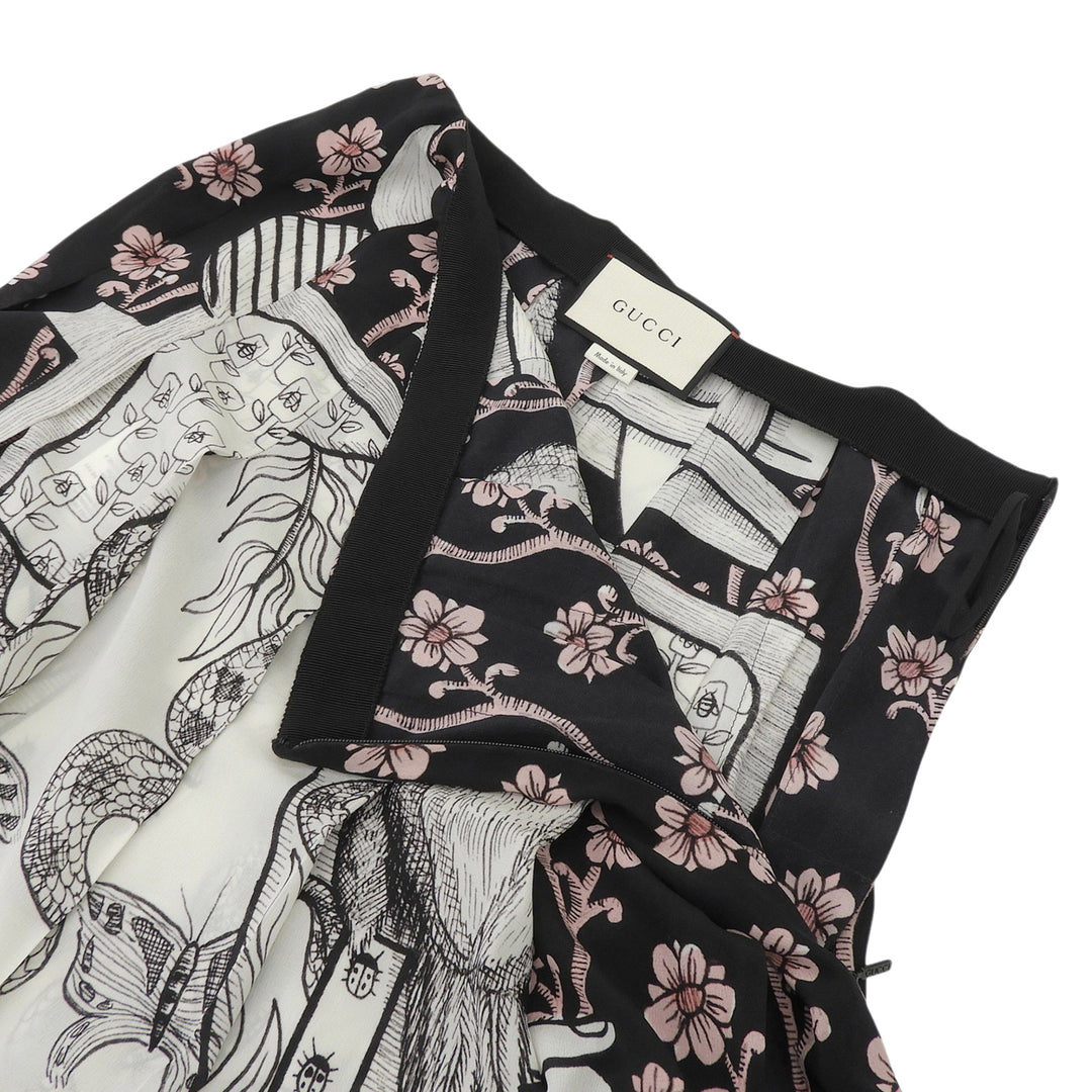 Excellent GUCCI flare skirt black silk Women 40 469779