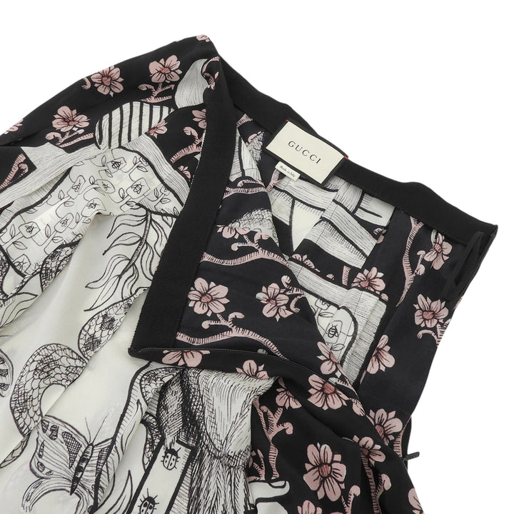 Excellent GUCCI flare skirt black silk Women 40 469779