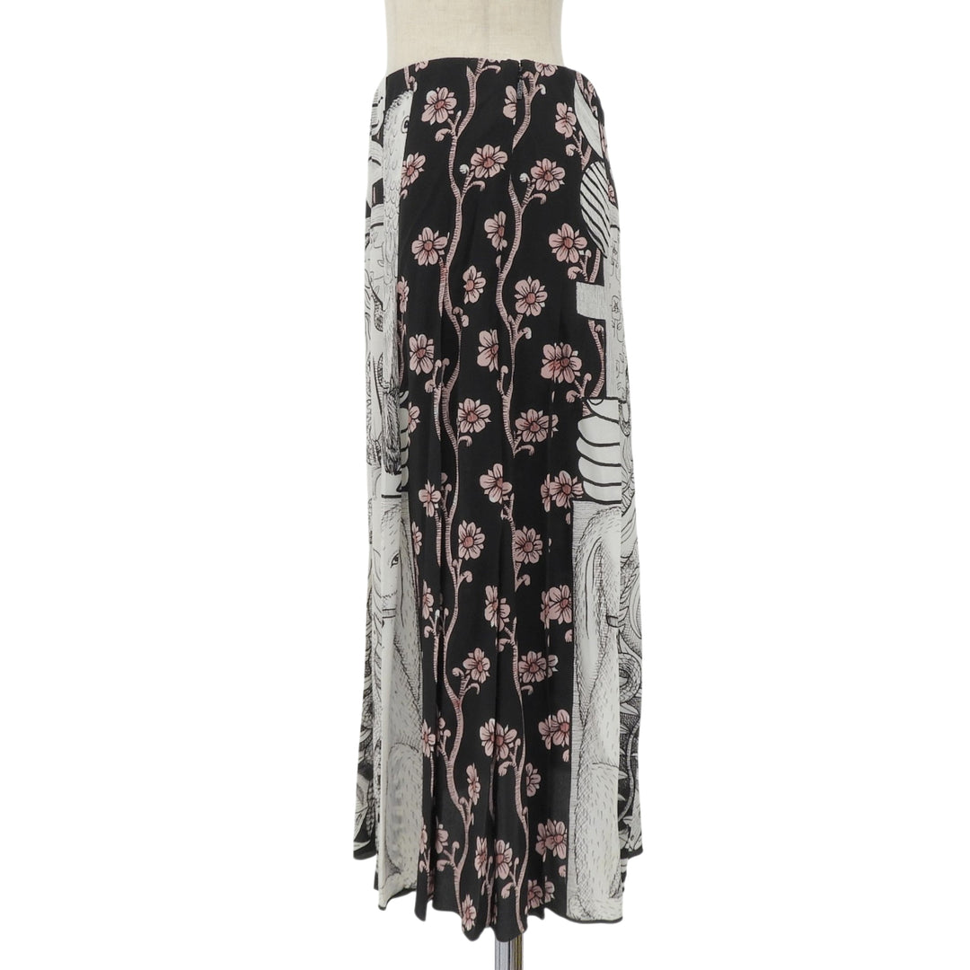 Excellent GUCCI flare skirt black silk Women 40 469779