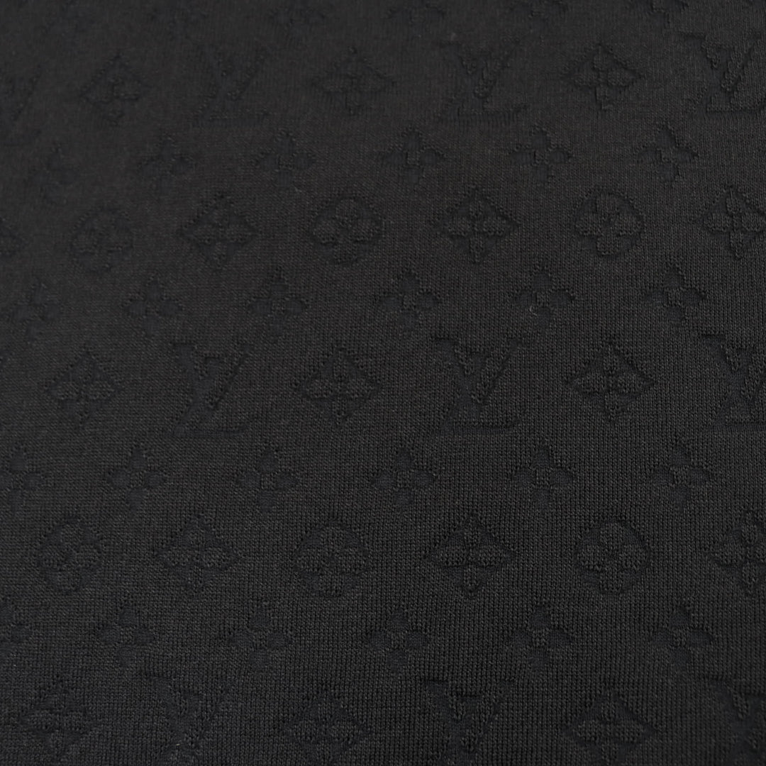 Excellent LOUIS VUITTON skirt Monogram embossed knee-length tight black silk S