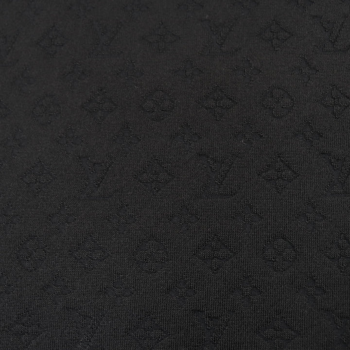 Excellent LOUIS VUITTON skirt Monogram embossed knee-length tight black silk S