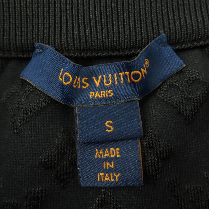 Excellent LOUIS VUITTON skirt Monogram embossed knee-length tight black silk S