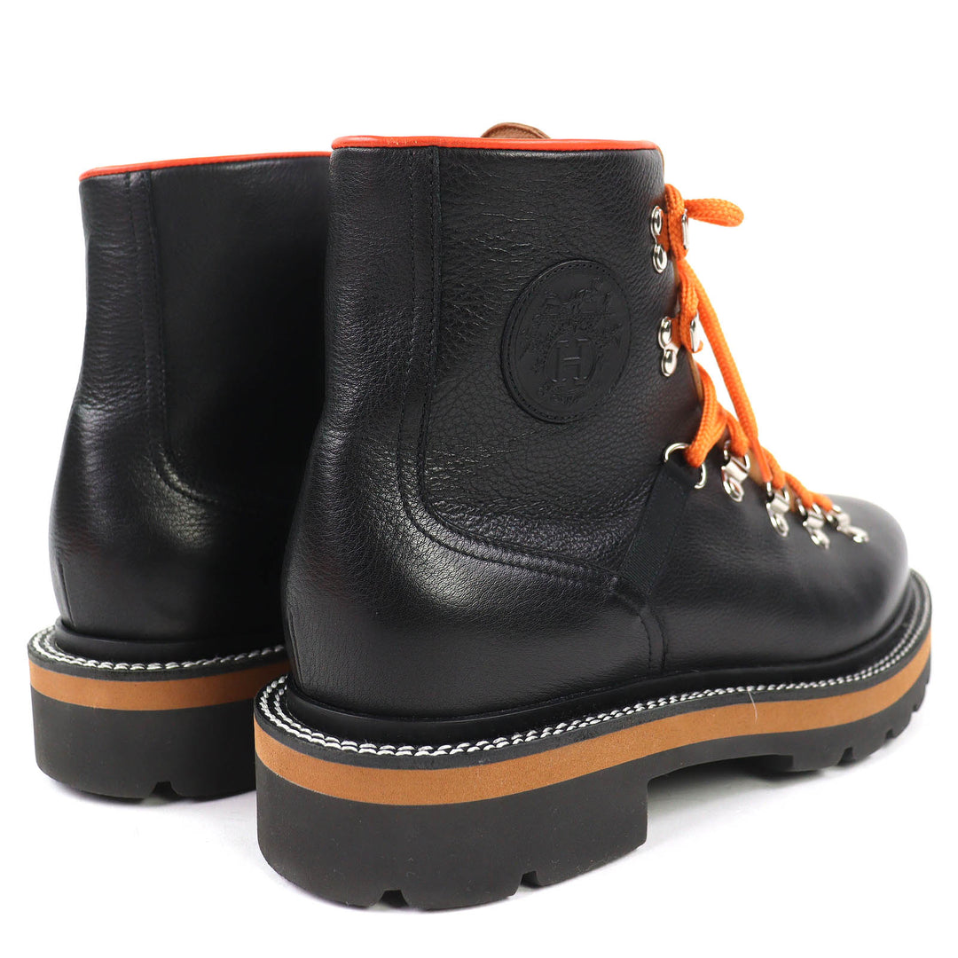 Great HERMES short boots Hike H logo trekking boots black leather 41 232943Z