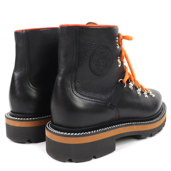 Great HERMES short boots Hike H logo trekking boots black leather 41 232943Z