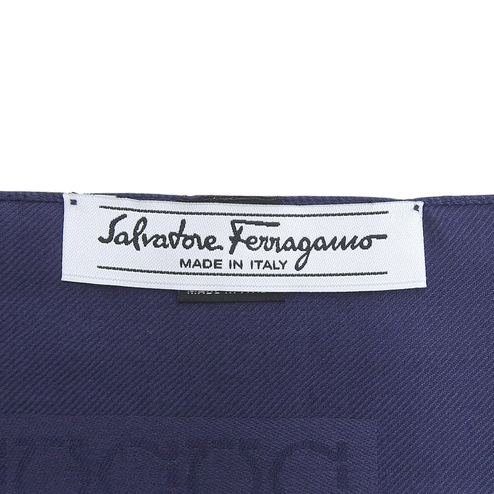 Excellent Salvatore Ferragamo scarf GanciniPattern Navy silk Women