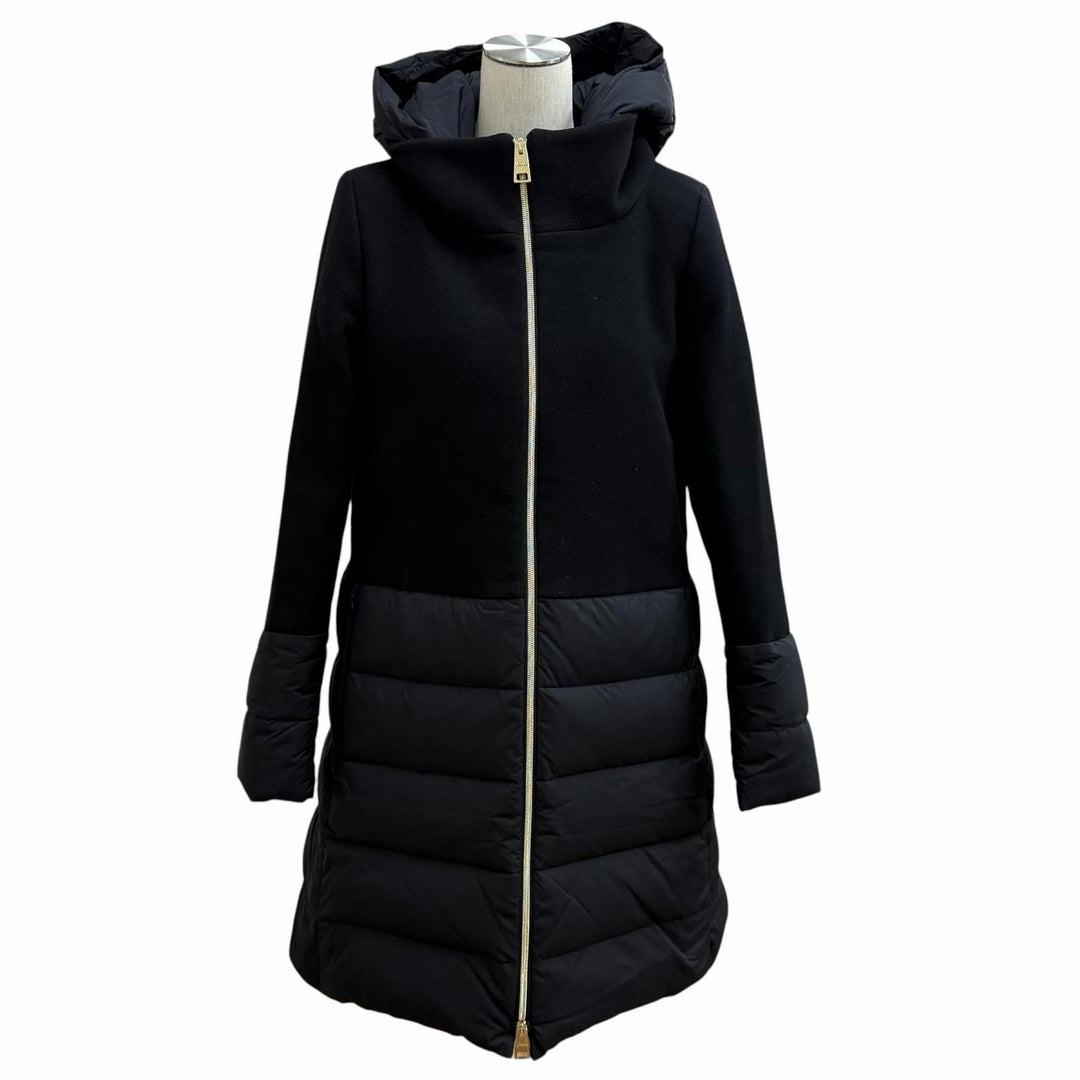 Great Herno down coat black wool Women 44 PI001564D