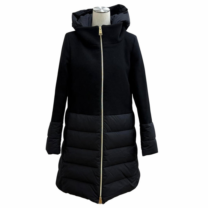 Great Herno down coat black wool Women 44 PI001564D