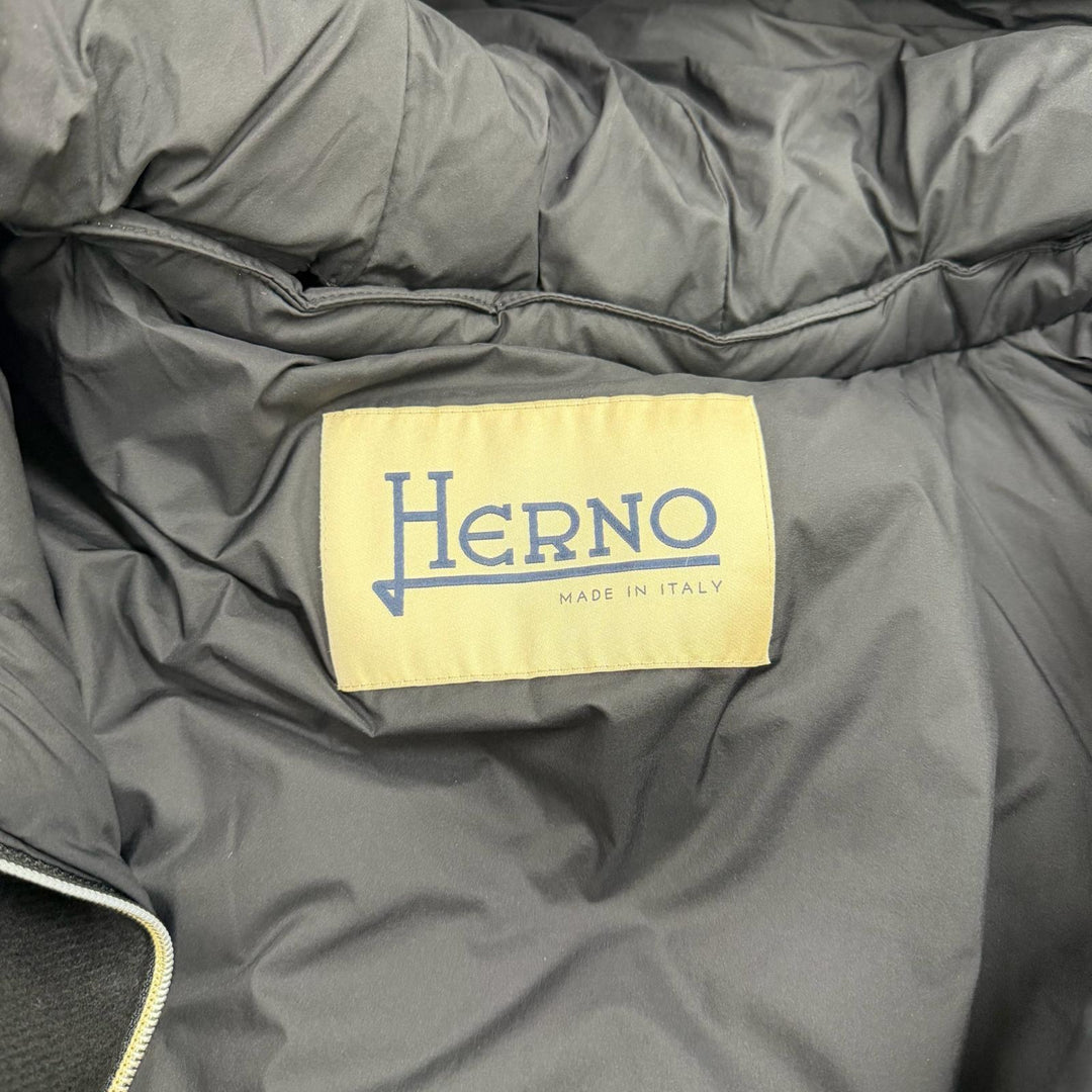 Great Herno down coat black wool Women 44 PI001564D