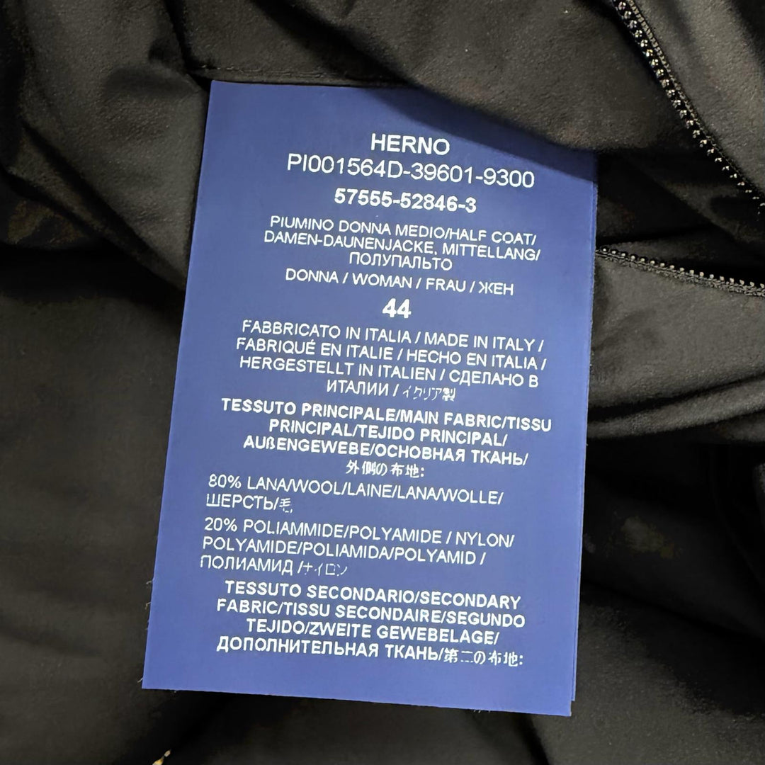 Great Herno down coat black wool Women 44 PI001564D