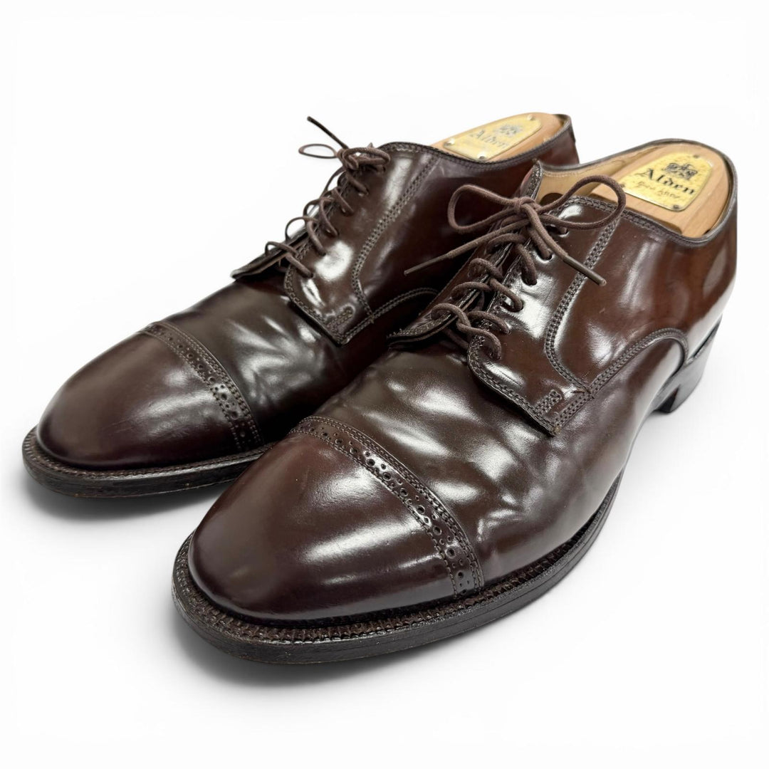 Very Good ALDEN Leather shoes Open lacing, punched cap toe Cordovan mens 9 56201