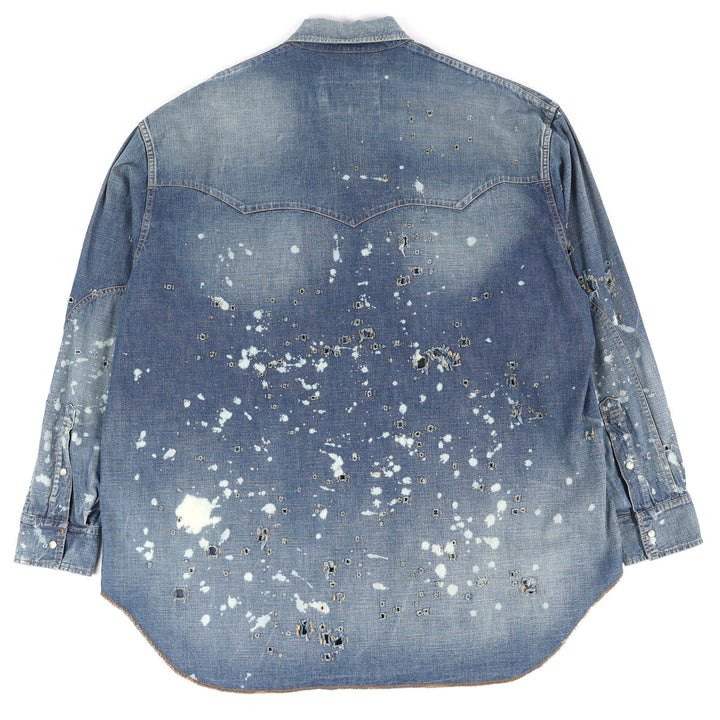 Pristine DAIRIKU Denim Western Overshirt Damage processing Indigo blue cotton 44