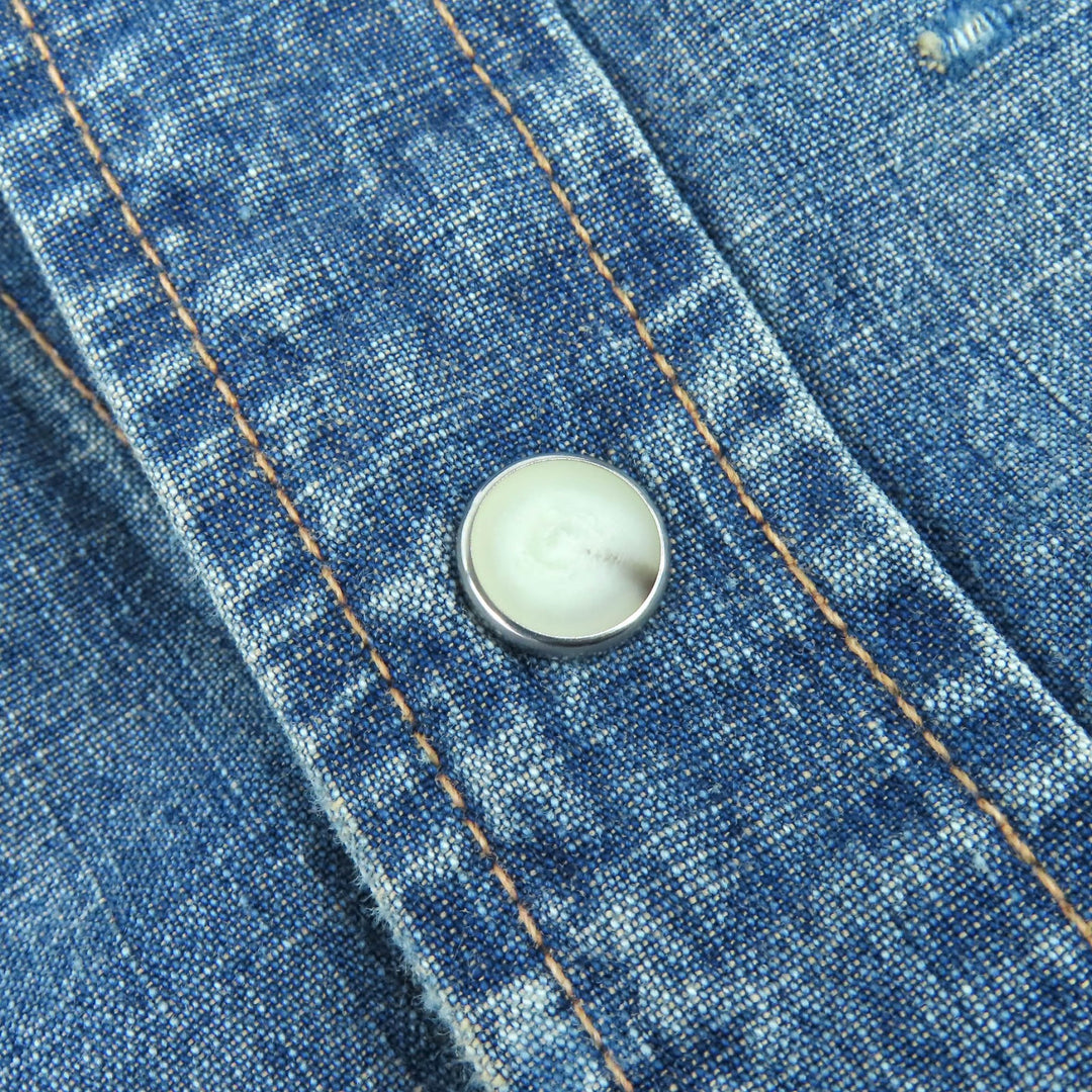 Pristine DAIRIKU Denim Western Overshirt Damage processing Indigo blue cotton 44