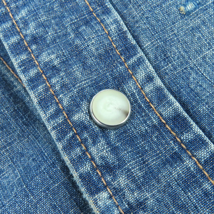 Pristine DAIRIKU Denim Western Overshirt Damage processing Indigo blue cotton 44