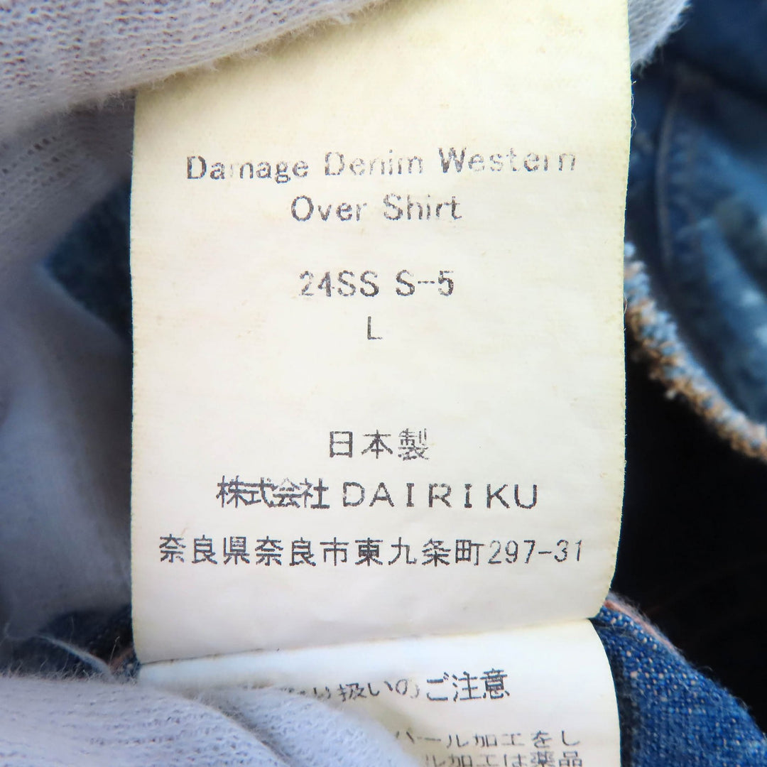Pristine DAIRIKU Denim Western Overshirt Damage processing Indigo blue cotton 44