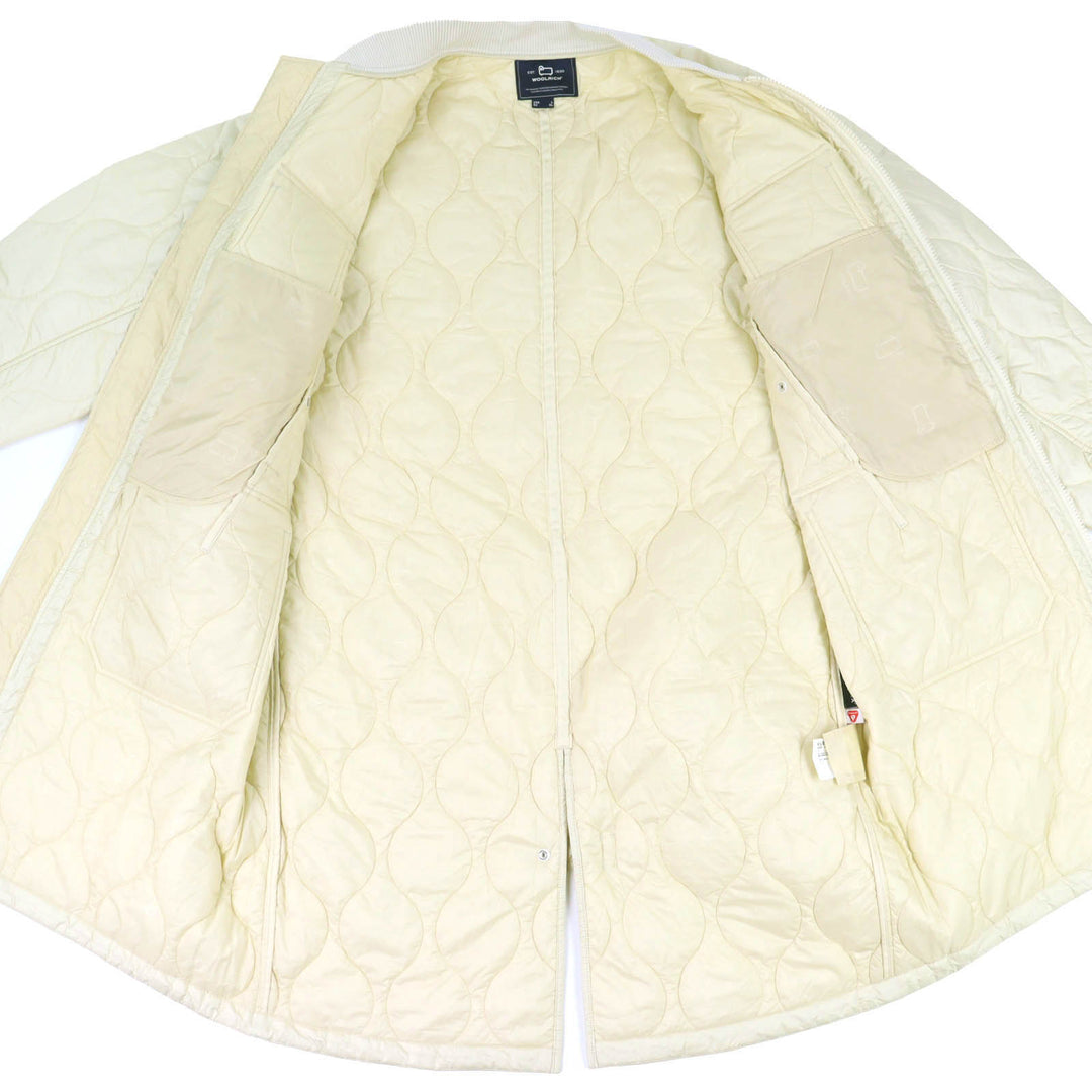 Excellent WOOLRICH Diamond Insulation Coat Logo embroidered Ivory XL WJOU0103