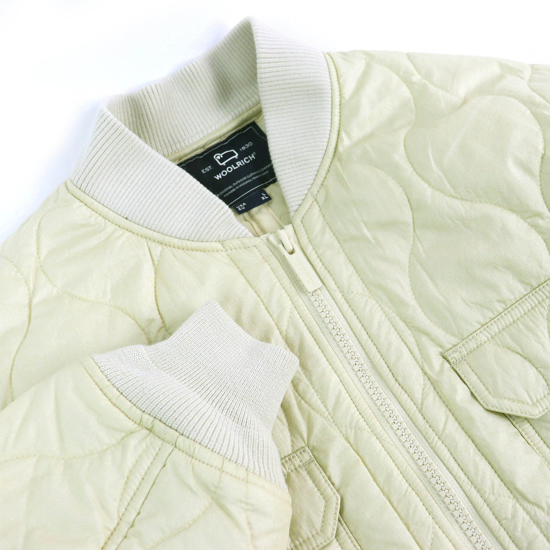 Excellent WOOLRICH Diamond Insulation Coat Logo embroidered Ivory XL WJOU0103