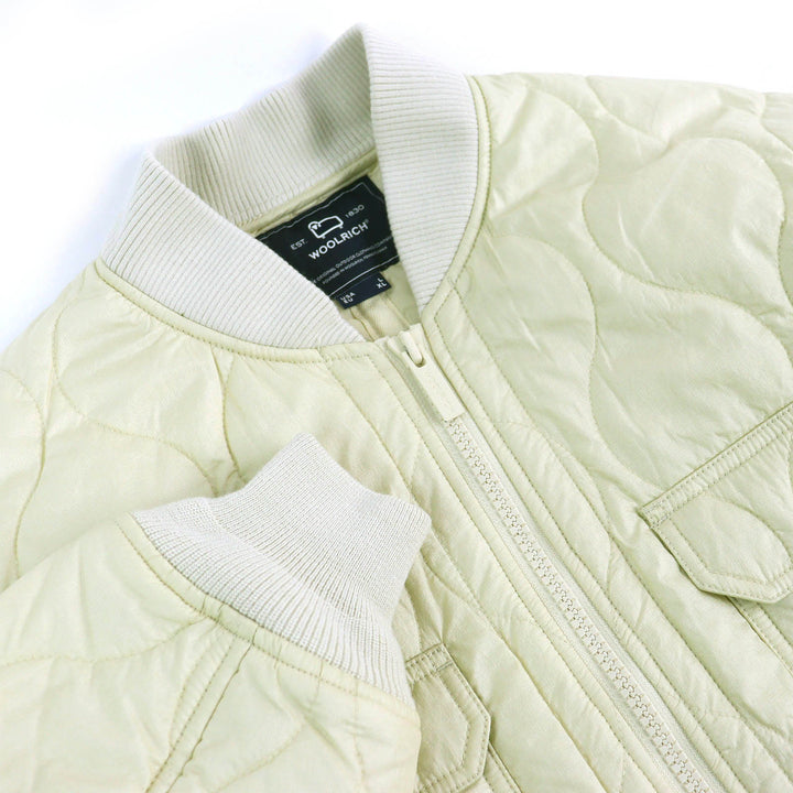 Excellent WOOLRICH Diamond Insulation Coat Logo embroidered Ivory XL WJOU0103
