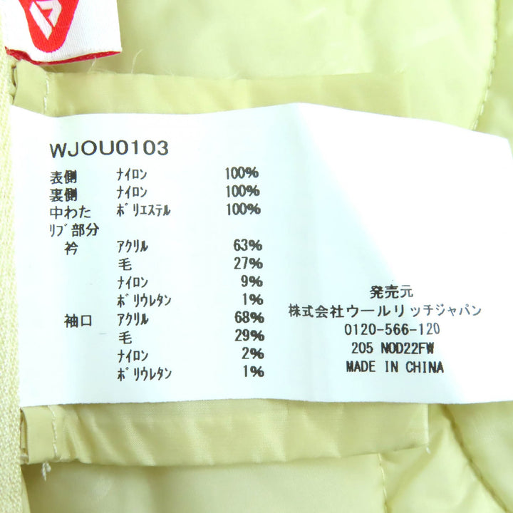 Excellent WOOLRICH Diamond Insulation Coat Logo embroidered Ivory XL WJOU0103