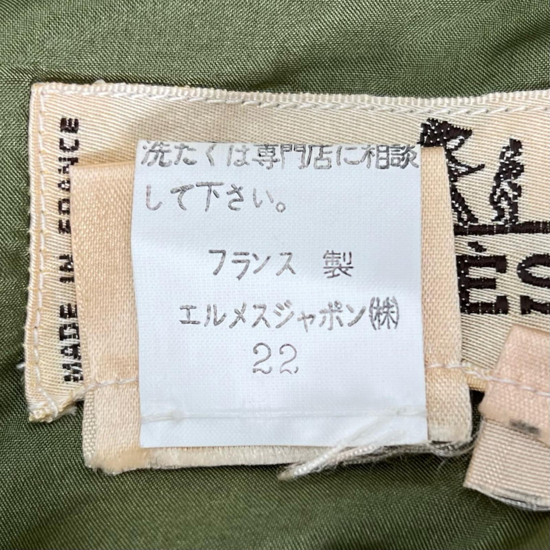 Great HERMES skirt Champignon quilting khaki silk Women 38