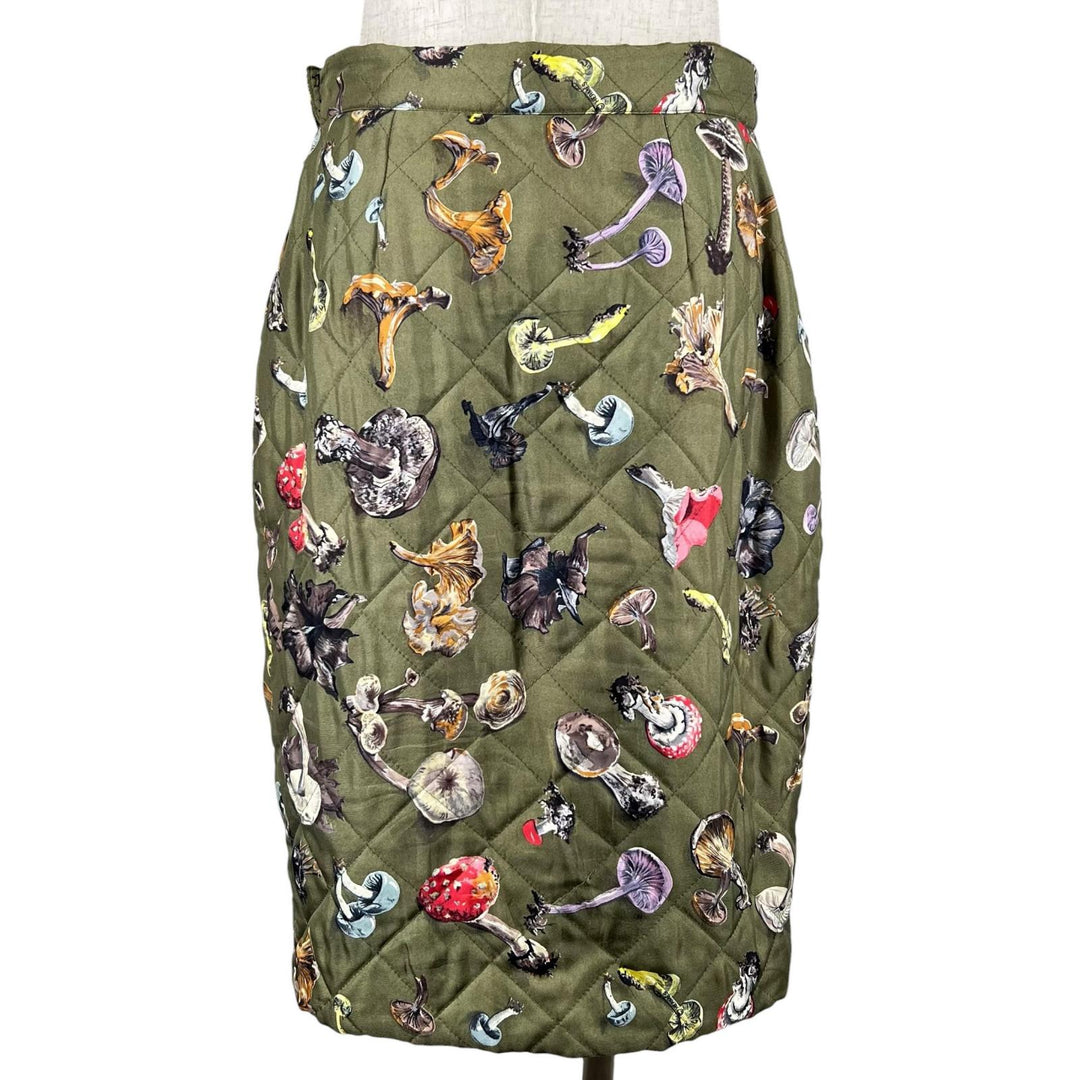Great HERMES skirt Champignon quilting khaki silk Women 38