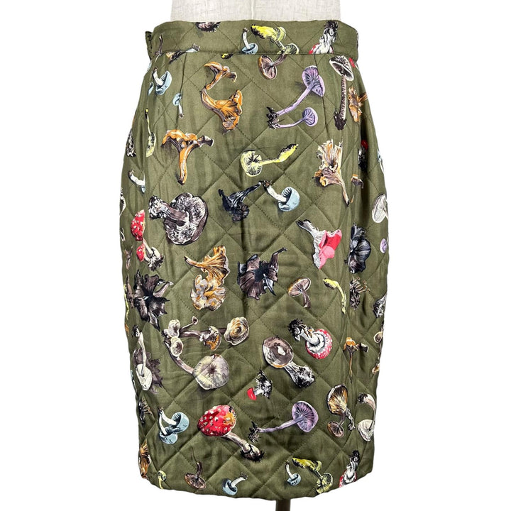 Great HERMES skirt Champignon quilting khaki silk Women 38