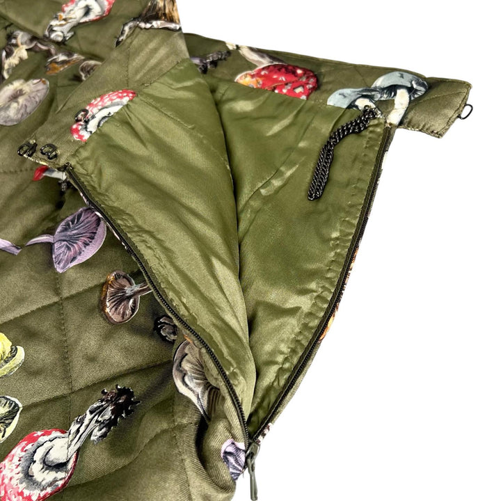 Great HERMES skirt Champignon quilting khaki silk Women 38