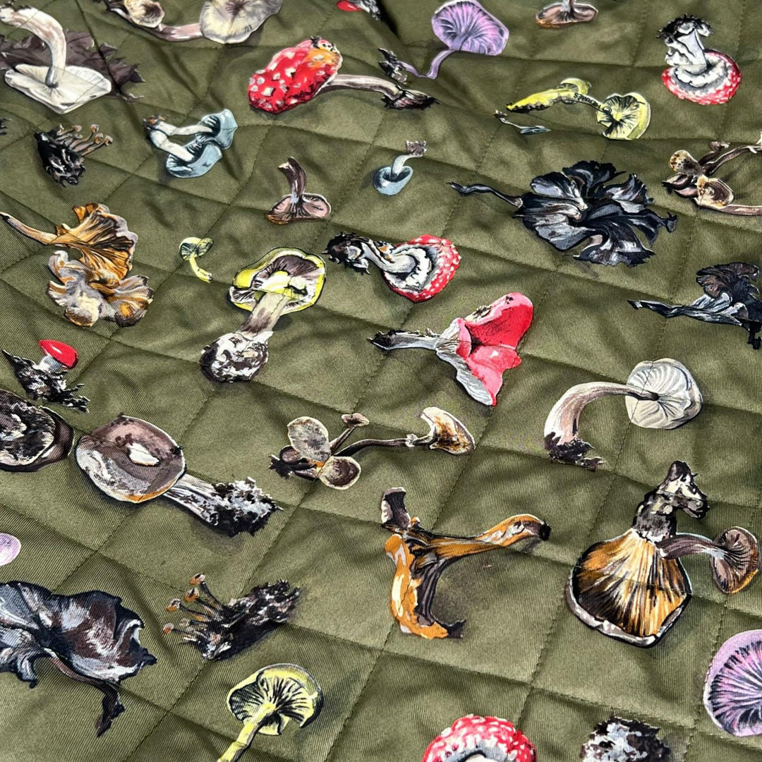 Great HERMES skirt Champignon quilting khaki silk Women 38