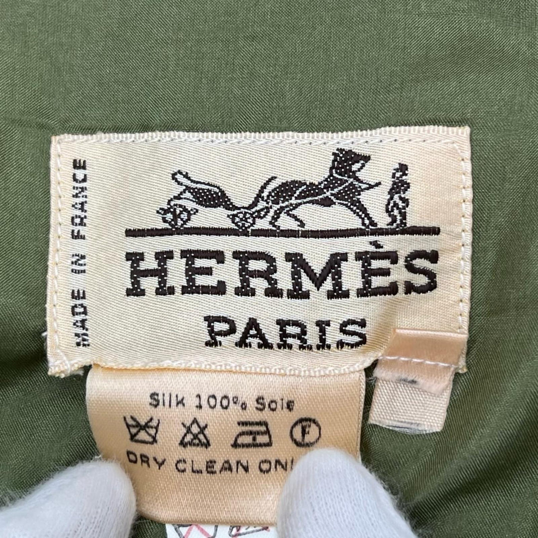 Great HERMES skirt Champignon quilting khaki silk Women 38