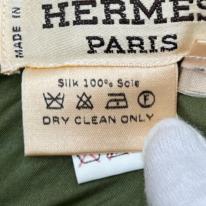 Great HERMES skirt Champignon quilting khaki silk Women 38
