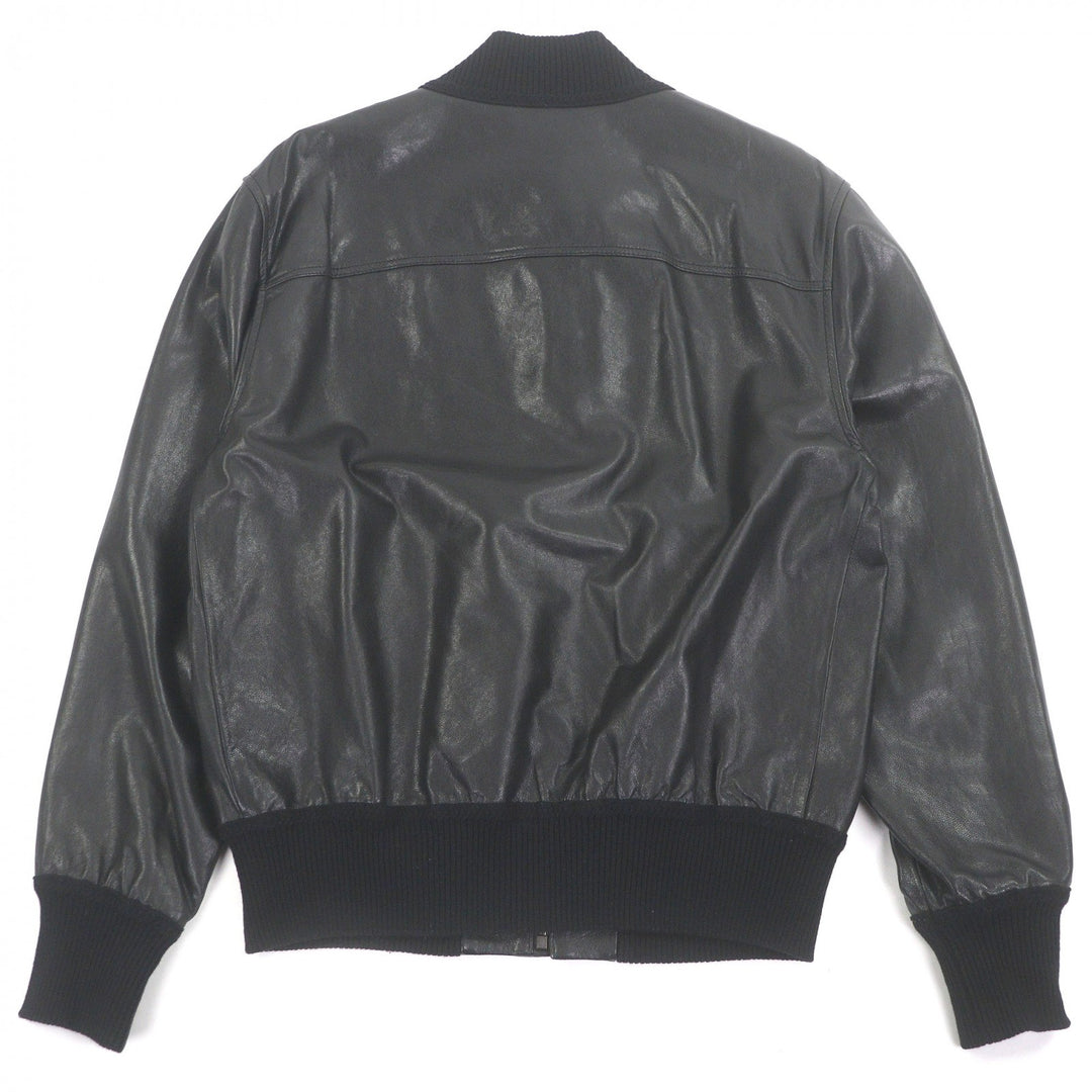 Great GUCCI Leather jacket GG gold button bomber jacket black