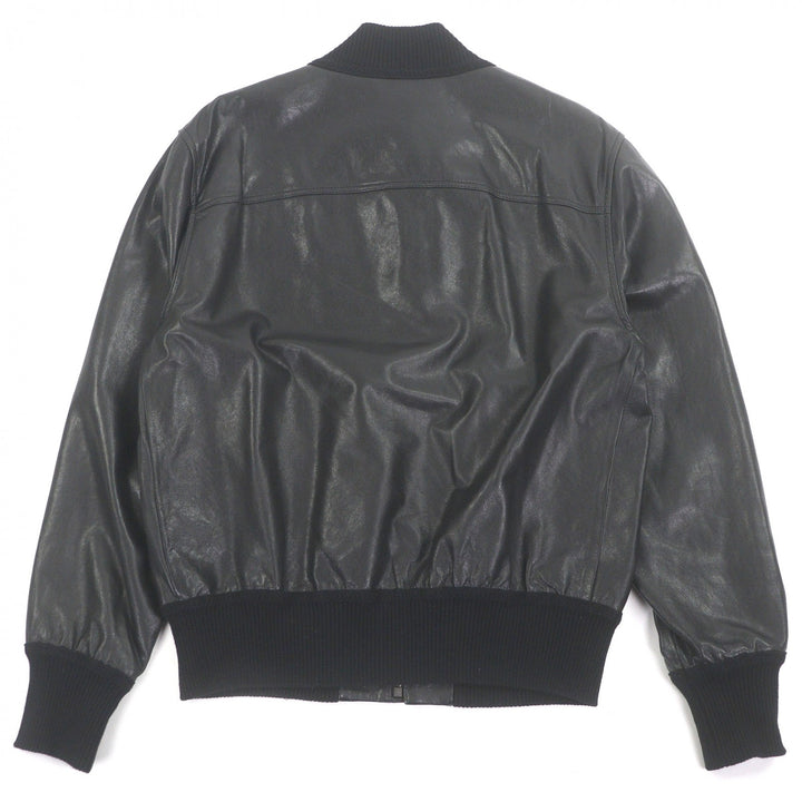 Great GUCCI Leather jacket GG gold button bomber jacket black
