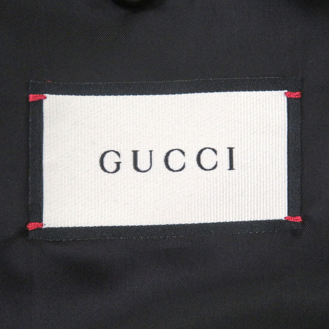 Great GUCCI Leather jacket GG gold button bomber jacket black