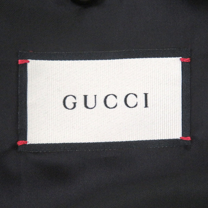 Great GUCCI Leather jacket GG gold button bomber jacket black