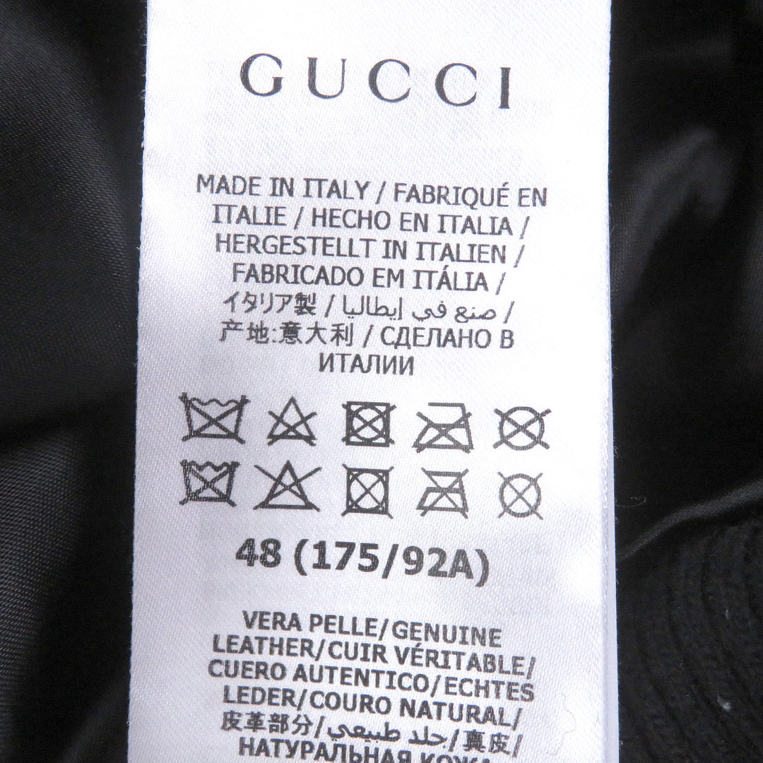 Great GUCCI Leather jacket GG gold button bomber jacket black