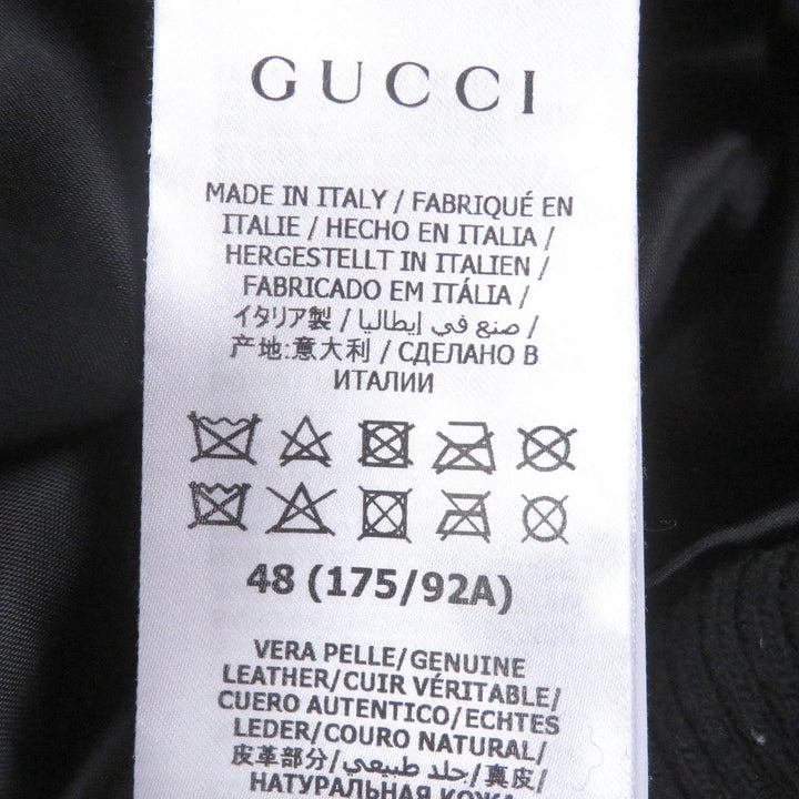 Great GUCCI Leather jacket GG gold button bomber jacket black