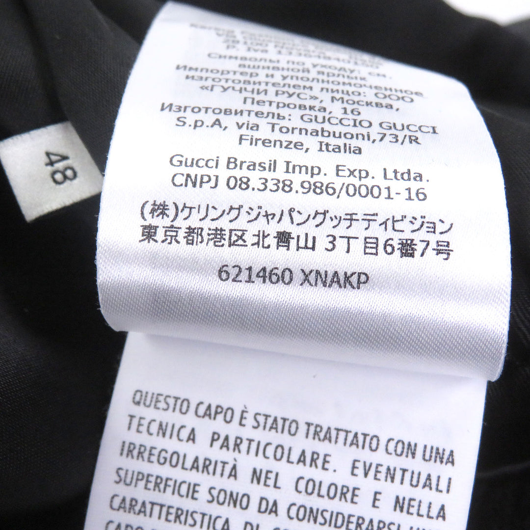 Great GUCCI Leather jacket GG gold button bomber jacket black