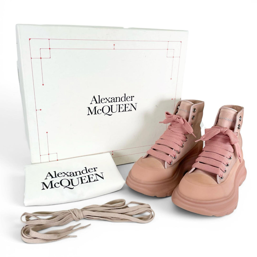 Excellent Alexander McQueen High cut sneakers TREAD MESH Rose pink Nylon Women