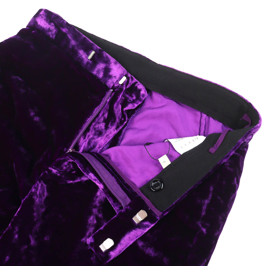 Excellent GUCCI Pants Bit Metal Leather Belt with Shirred Hem Velvet 36 761072