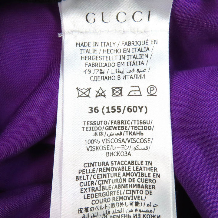 Excellent GUCCI Pants Bit Metal Leather Belt with Shirred Hem Velvet 36 761072