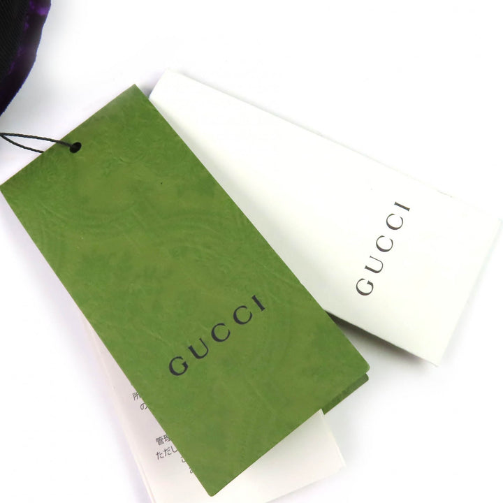 Excellent GUCCI Pants Bit Metal Leather Belt with Shirred Hem Velvet 36 761072