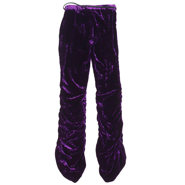 Excellent GUCCI Pants Bit Metal Leather Belt with Shirred Hem Velvet 36 761072