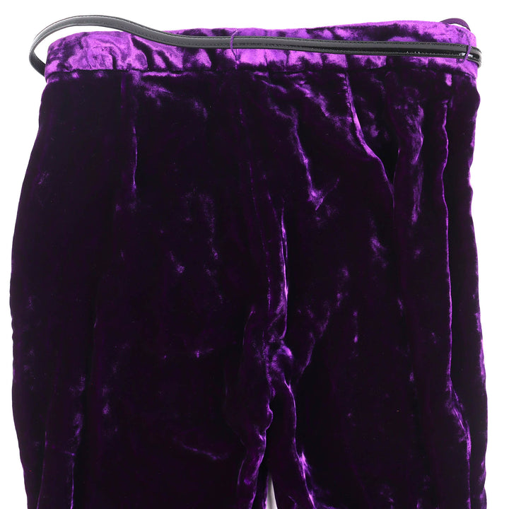 Excellent GUCCI Pants Bit Metal Leather Belt with Shirred Hem Velvet 36 761072