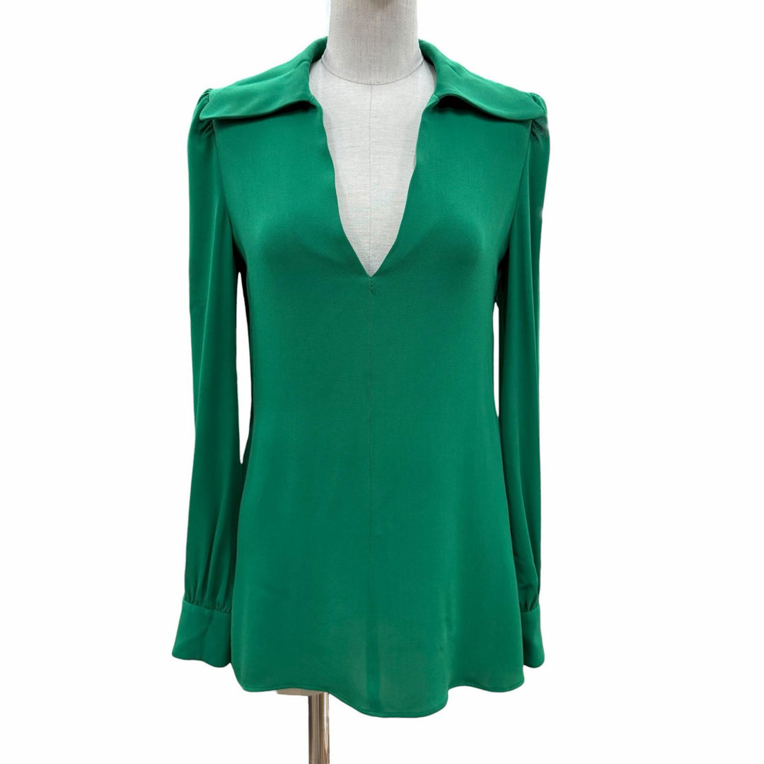 Great Valentino Long sleeve shirt green silk Women 38 XB3AE6U51MH