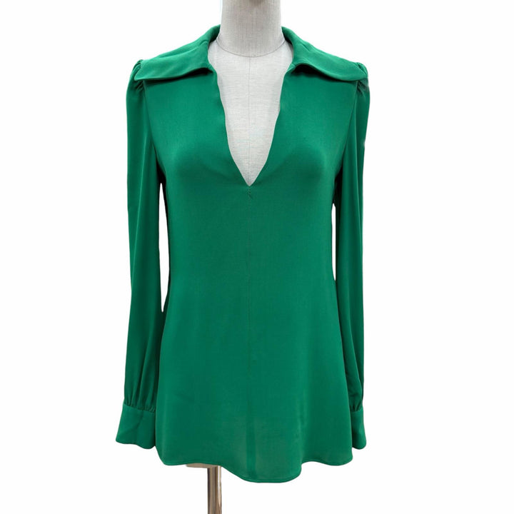 Great Valentino Long sleeve shirt green silk Women 38 XB3AE6U51MH