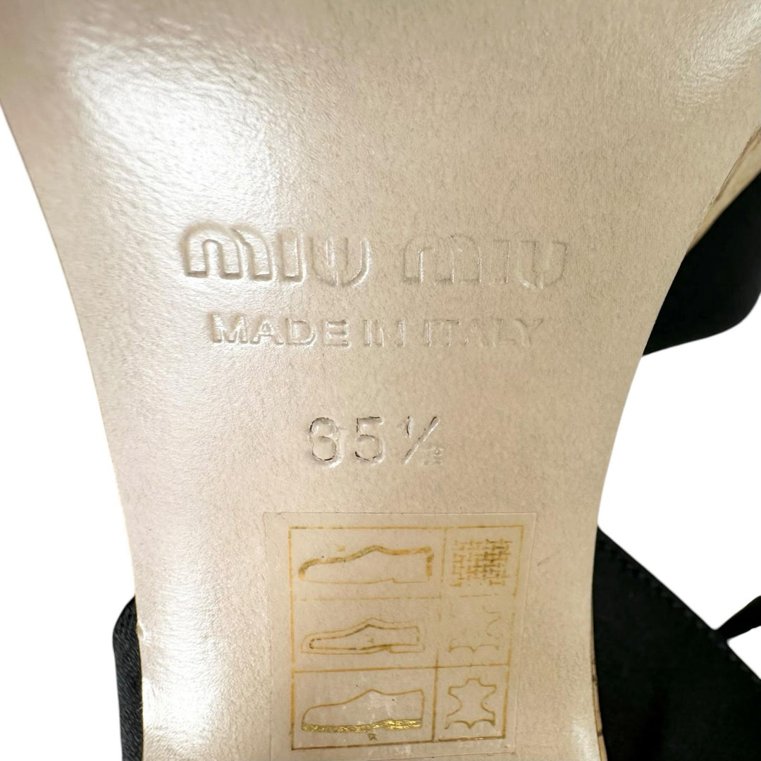 Excellent MIUMIU Sandals Ribbon design, cork sole, ankle strap black Women 35.5