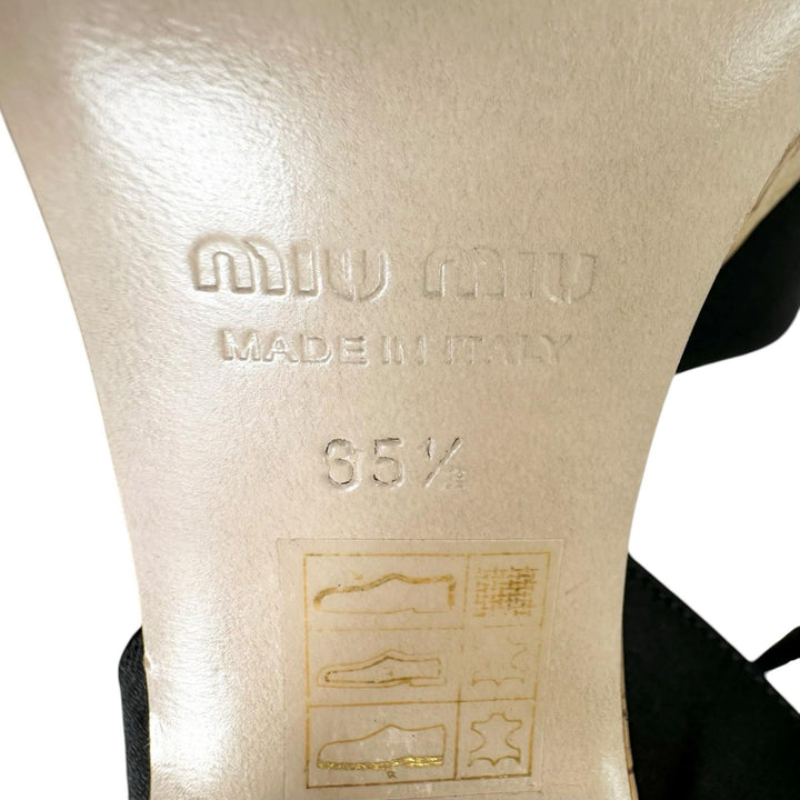 Excellent MIUMIU Sandals Ribbon design, cork sole, ankle strap black Women 35.5