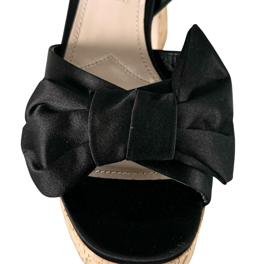 Excellent MIUMIU Sandals Ribbon design, cork sole, ankle strap black Women 35.5