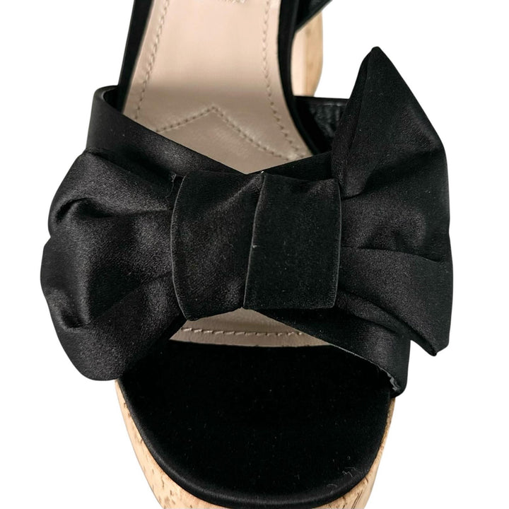Excellent MIUMIU Sandals Ribbon design, cork sole, ankle strap black Women 35.5
