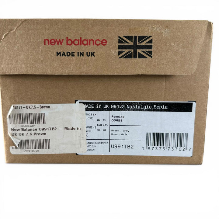 Pristine NEW BALANCE sneakers 991v2 Brown leather mens 7.5 U991TB2